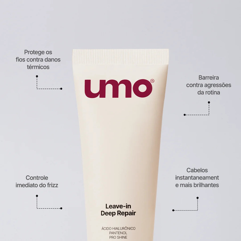 Benefícios do Leave-in Deep Repair Umo: proteção térmica e controle imediato do frizz
