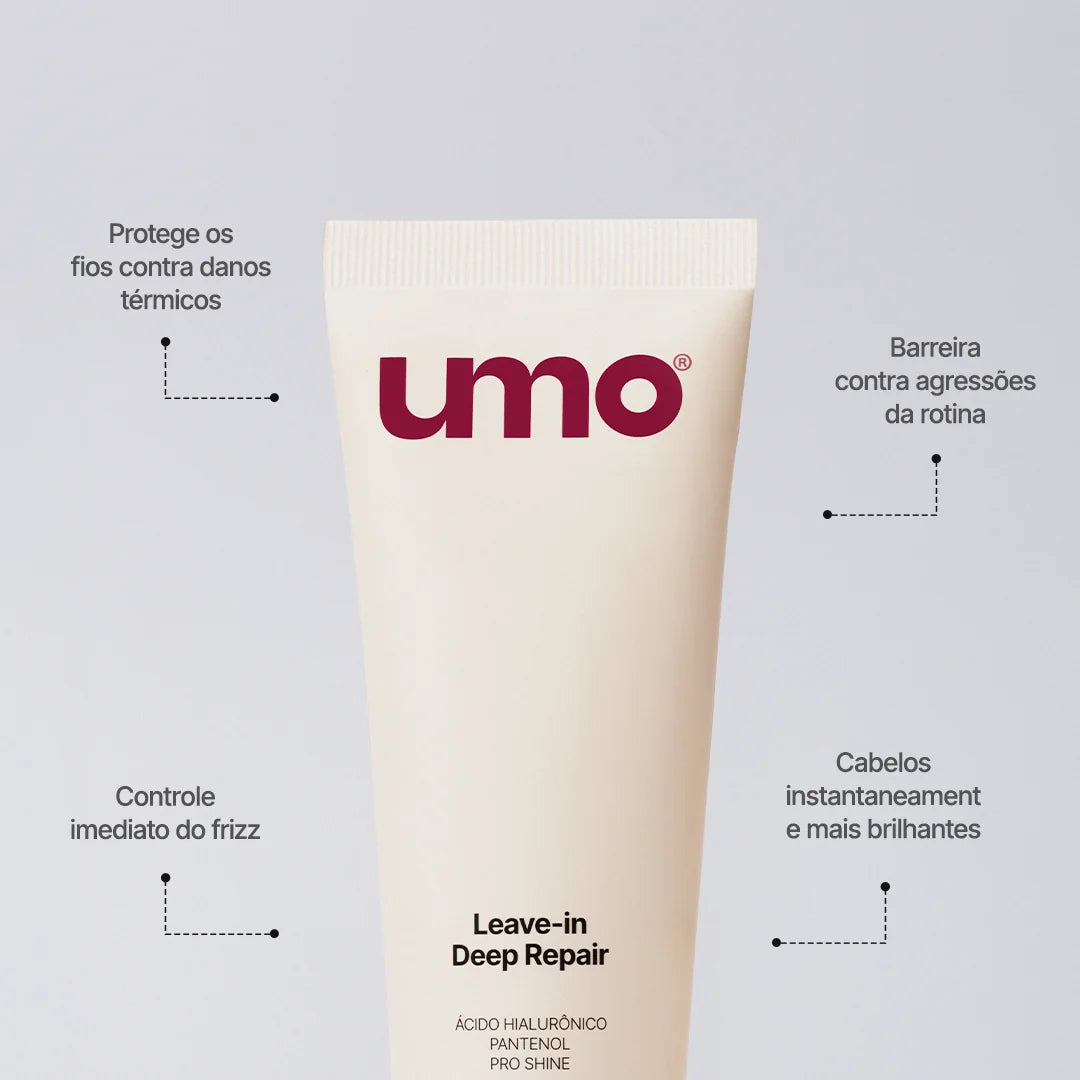 Benefícios do Leave-in Deep Repair Umo: proteção térmica e controle imediato do frizz